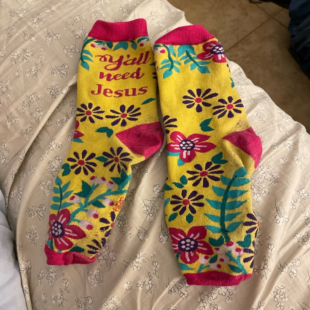Colorful Floral Socks with Pink Accents